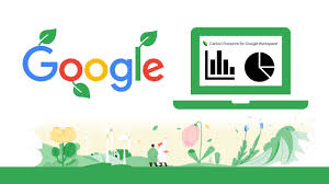 Google logo with leaves and a graphic of a computer screen with a neutral background and graphic of green parkland on the bottom